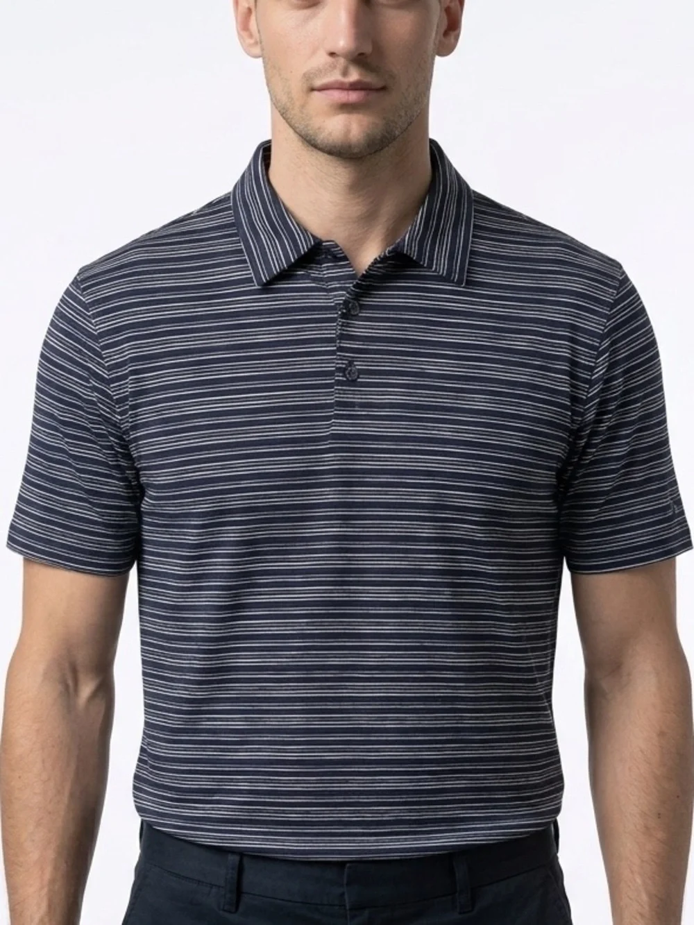 Nike dry fit Men's XL Blue Striped Polo Shirt Short Sleeve Classic Collar